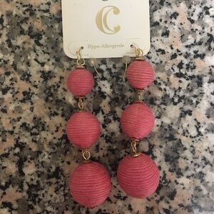 NWT Charming Charlie Pink Ball Shape Earrings